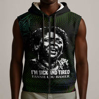 Fannie Lou Hamer Sleeveless Zip Hoodie Im Sick and Tired Quote Design Bold Portrait and Civil Rights Movement Tribute - Wonder Print Shop