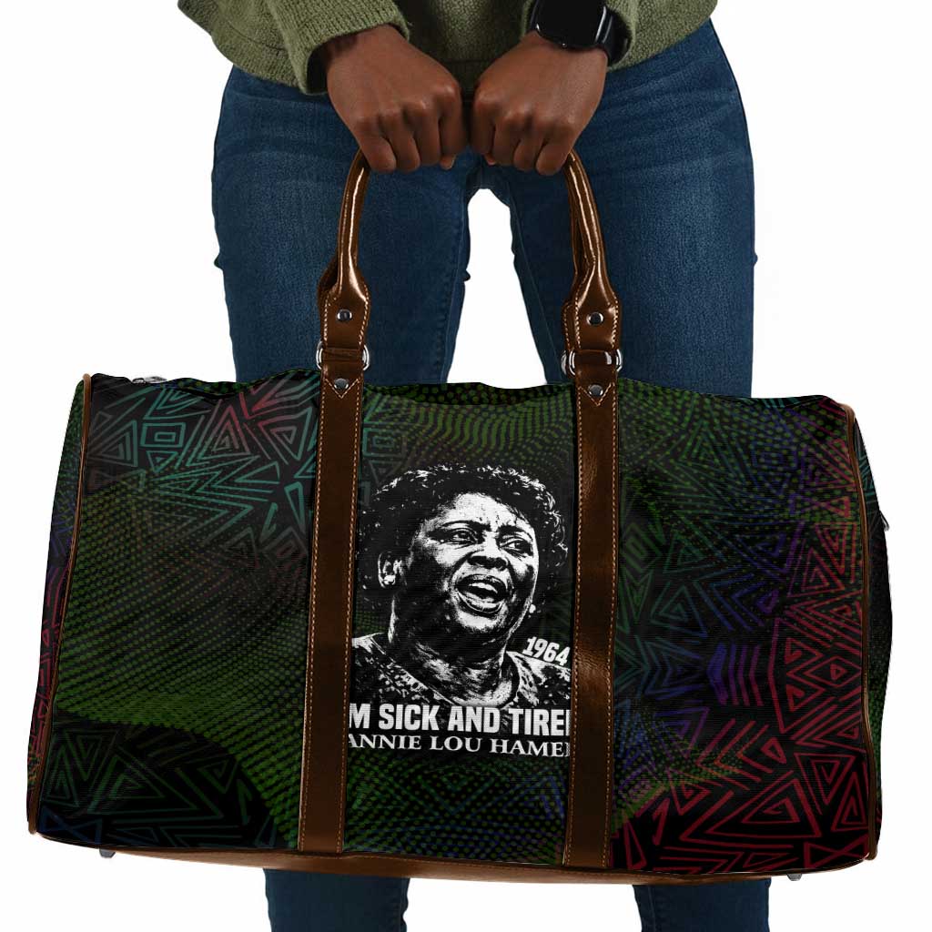 Fannie Lou Hamer Travel Bag Im Sick and Tired Quote Design Bold Portrait and Civil Rights Movement Tribute - Wonder Print Shop