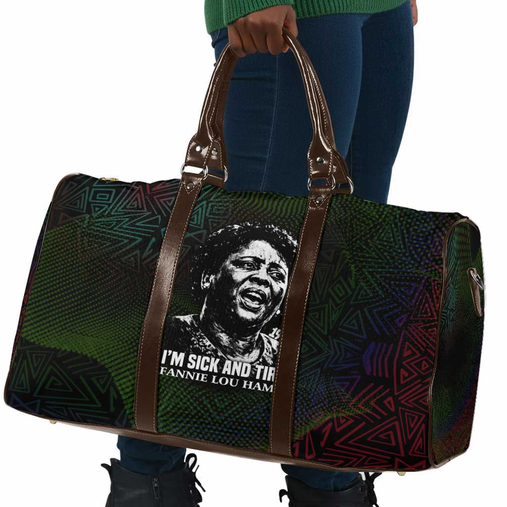 Fannie Lou Hamer Travel Bag Im Sick and Tired Quote Design Bold Portrait and Civil Rights Movement Tribute - Wonder Print Shop