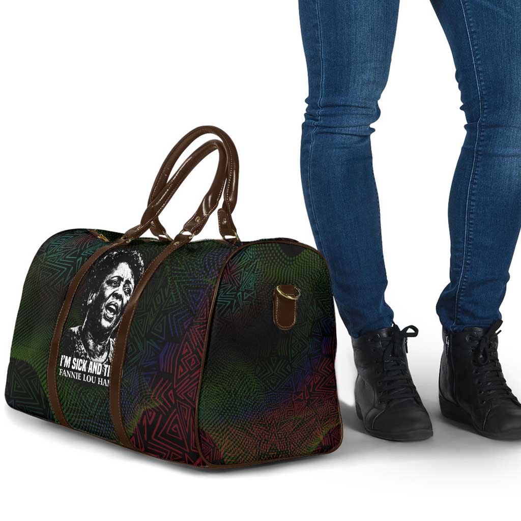 Fannie Lou Hamer Travel Bag Im Sick and Tired Quote Design Bold Portrait and Civil Rights Movement Tribute - Wonder Print Shop