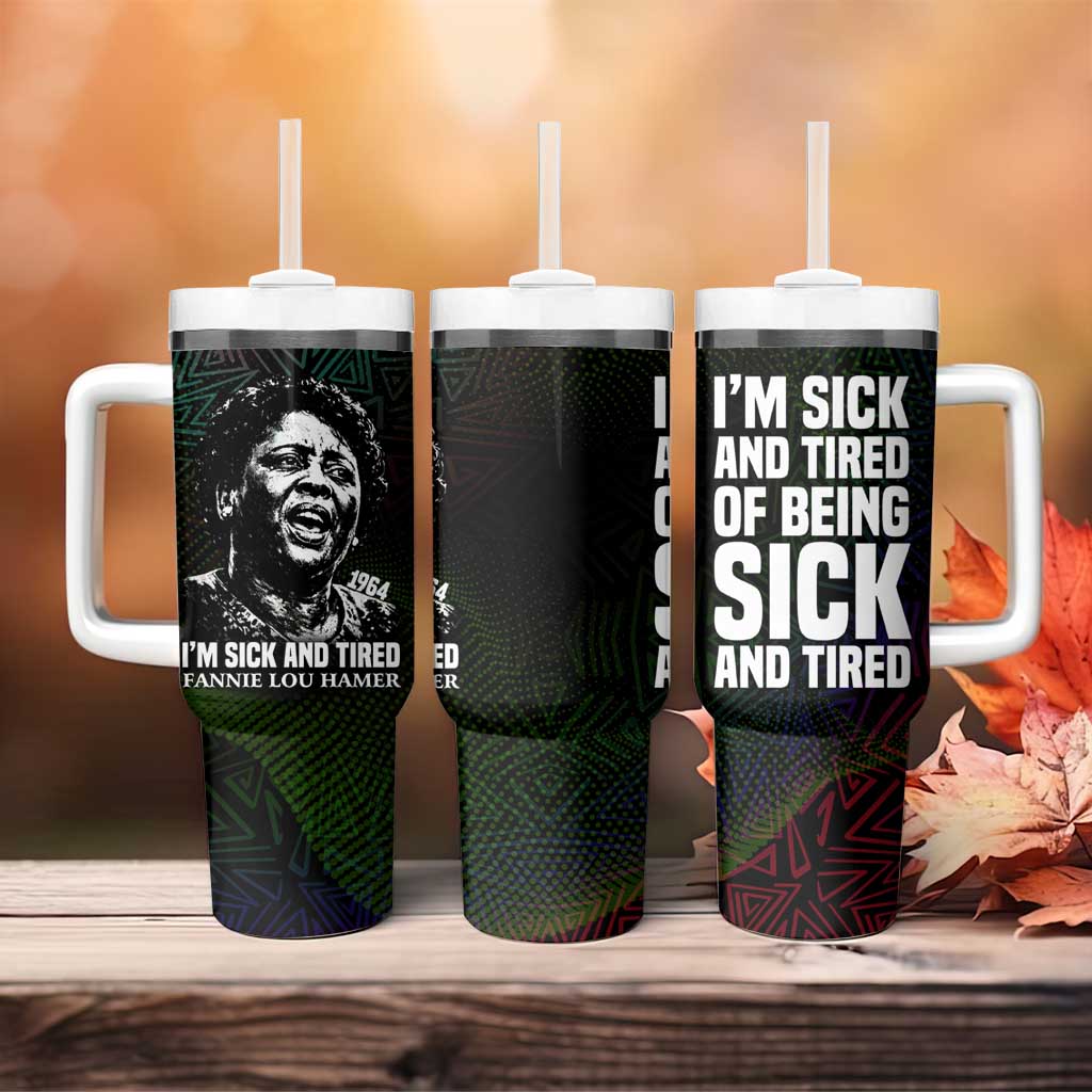 Fannie Lou Hamer Tumbler With Handle Im Sick and Tired Quote Design Bold Portrait and Civil Rights Movement Tribute - Wonder Print Shop