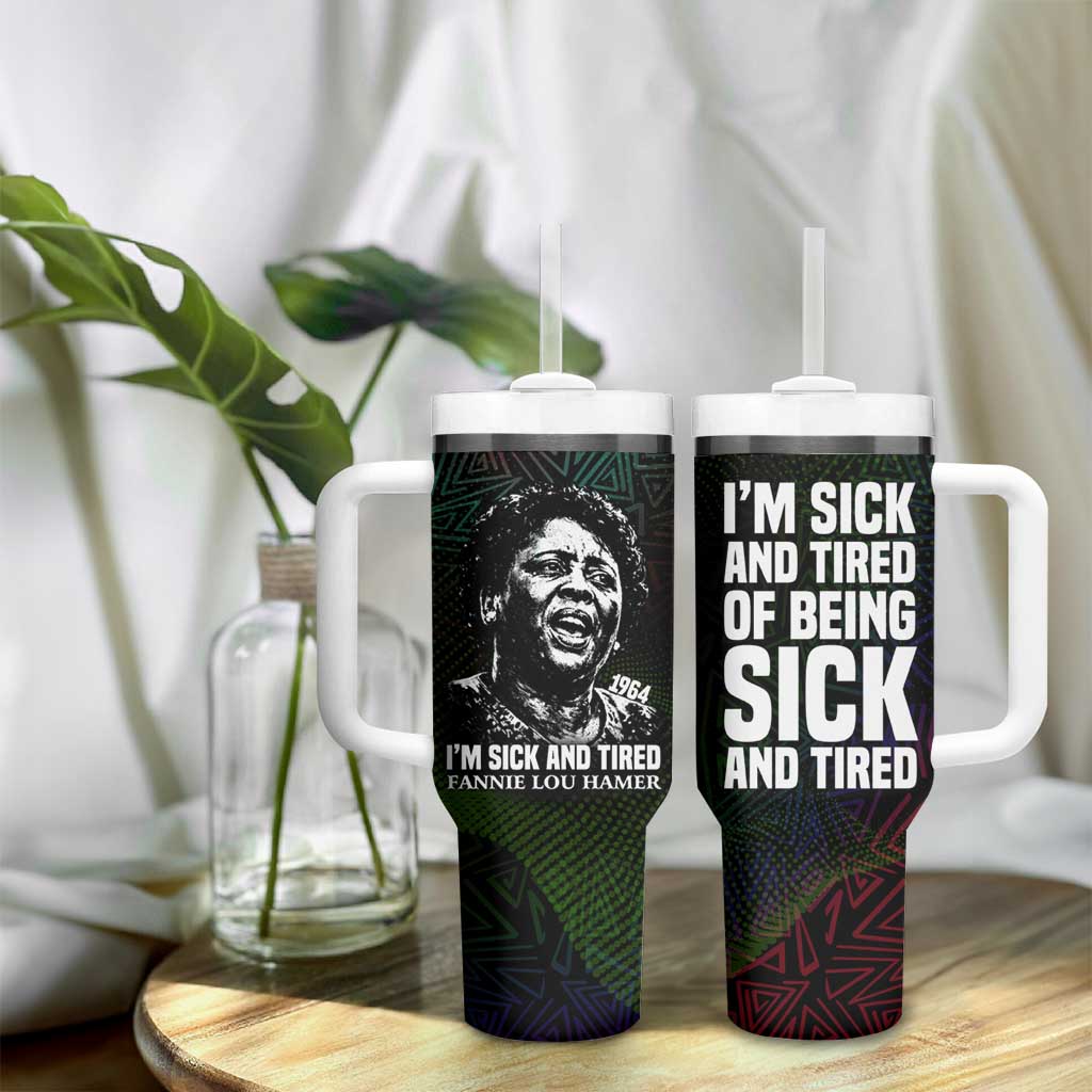 Fannie Lou Hamer Tumbler With Handle Im Sick and Tired Quote Design Bold Portrait and Civil Rights Movement Tribute - Wonder Print Shop
