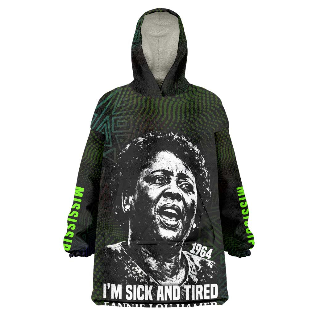 Fannie Lou Hamer Wearable Blanket Hoodie Im Sick and Tired Quote Design Bold Portrait and Civil Rights Movement Tribute - Wonder Print Shop