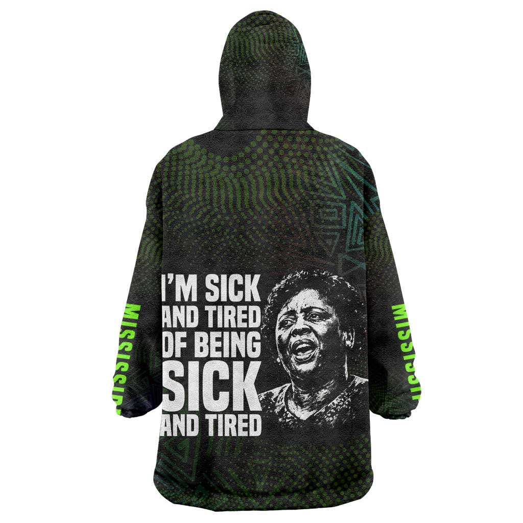 Fannie Lou Hamer Wearable Blanket Hoodie Im Sick and Tired Quote Design Bold Portrait and Civil Rights Movement Tribute - Wonder Print Shop