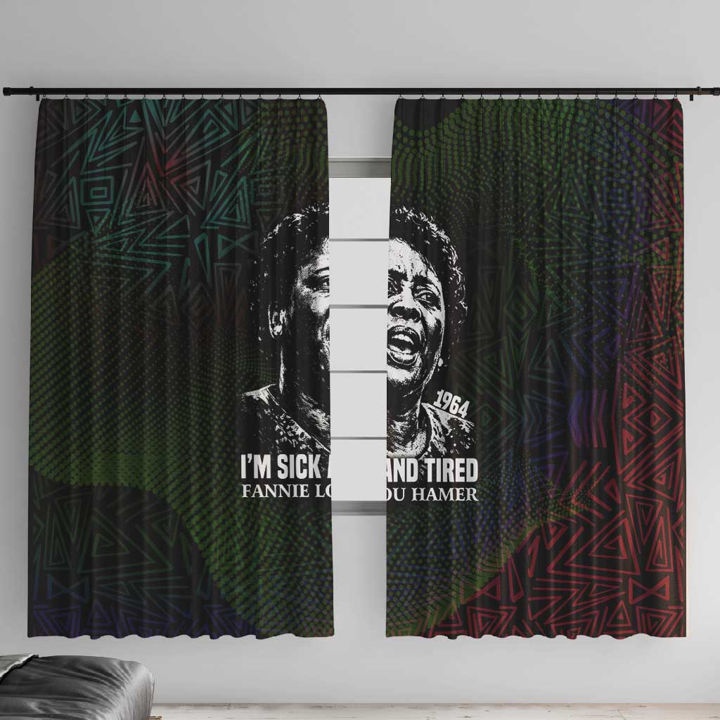 Fannie Lou Hamer Window Curtain Im Sick and Tired Quote Design Bold Portrait and Civil Rights Movement Tribute - Wonder Print Shop