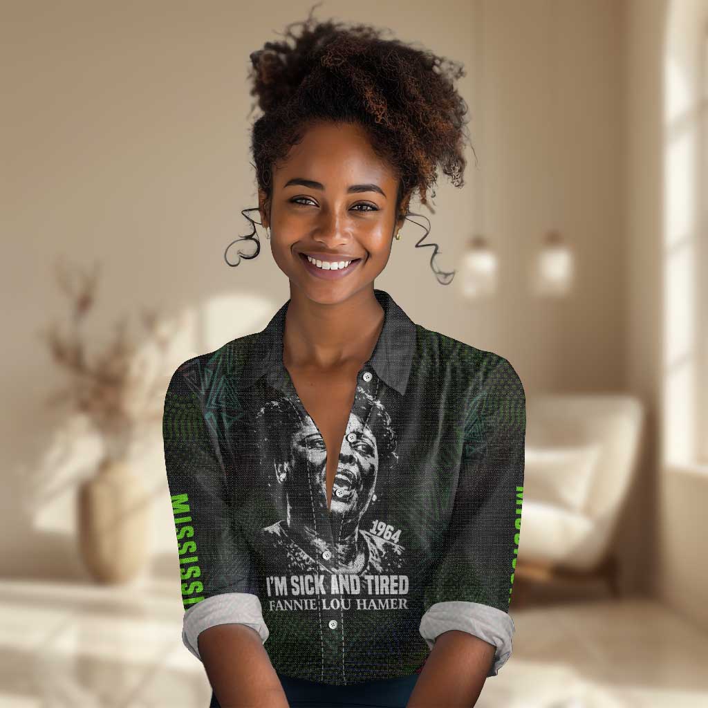 Fannie Lou Hamer Women Casual Shirt Im Sick and Tired Quote Design Bold Portrait and Civil Rights Movement Tribute - Wonder Print Shop