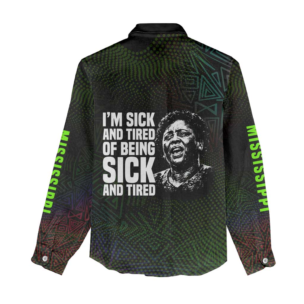 Fannie Lou Hamer Women Casual Shirt Im Sick and Tired Quote Design Bold Portrait and Civil Rights Movement Tribute - Wonder Print Shop