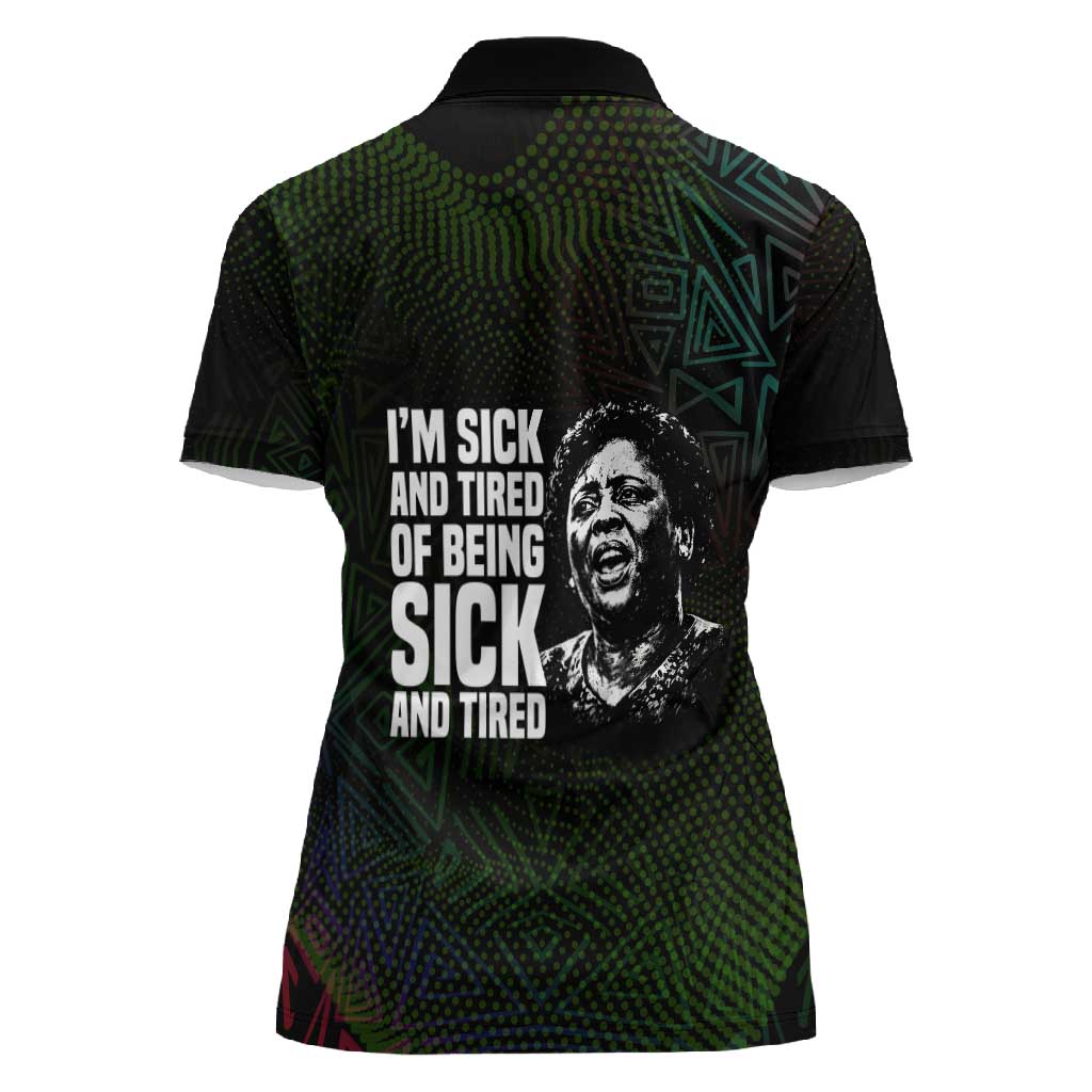 Fannie Lou Hamer Women Polo Shirt Im Sick and Tired Quote Design Bold Portrait and Civil Rights Movement Tribute - Wonder Print Shop