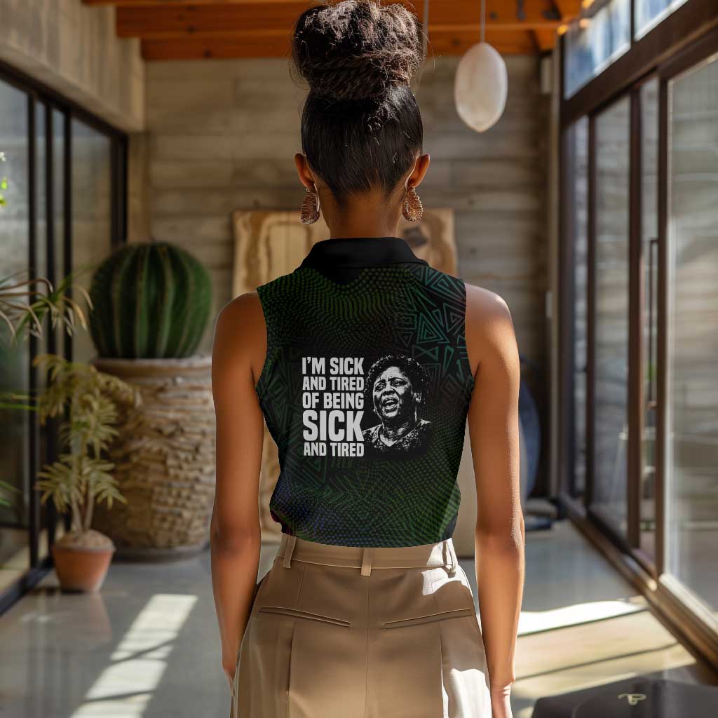 Fannie Lou Hamer Women Sleeveless Polo Shirt Im Sick and Tired Quote Design Bold Portrait and Civil Rights Movement Tribute - Wonder Print Shop