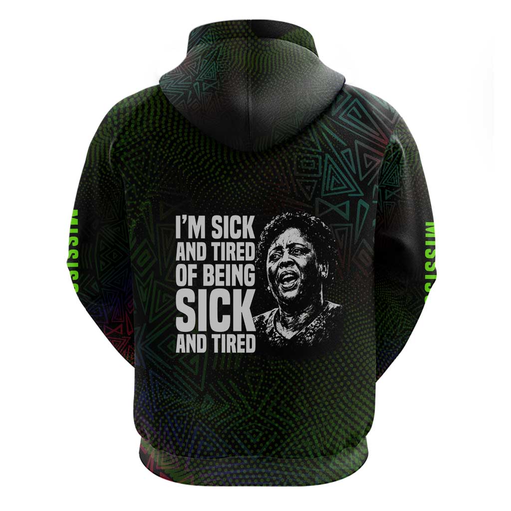 Fannie Lou Hamer Zip Hoodie Im Sick and Tired Quote Design Bold Portrait and Civil Rights Movement Tribute - Wonder Print Shop