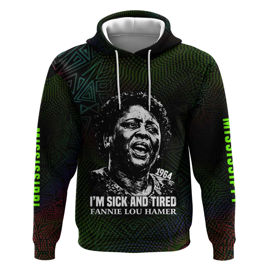 Fannie Lou Hamer Zip Hoodie Im Sick and Tired Quote Design Bold Portrait and Civil Rights Movement Tribute - Wonder Print Shop