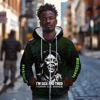 Fannie Lou Hamer Zip Hoodie Im Sick and Tired Quote Design Bold Portrait and Civil Rights Movement Tribute - Wonder Print Shop