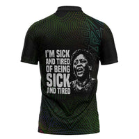 Fannie Lou Hamer Zipper Polo Shirt Im Sick and Tired Quote Design Bold Portrait and Civil Rights Movement Tribute - Wonder Print Shop