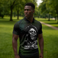 Fannie Lou Hamer Zipper Polo Shirt Im Sick and Tired Quote Design Bold Portrait and Civil Rights Movement Tribute - Wonder Print Shop