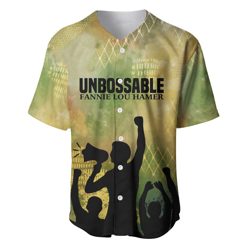 Fannie Lou Hamer Baseball Jersey Unbossable Quote Design Protest Silhouettes and Voting Rights Tribute - Wonder Print Shop