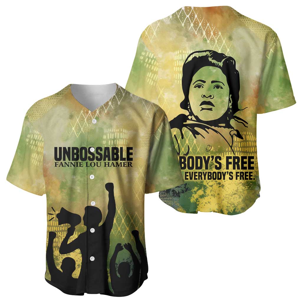 Fannie Lou Hamer Baseball Jersey Unbossable Quote Design Protest Silhouettes and Voting Rights Tribute - Wonder Print Shop