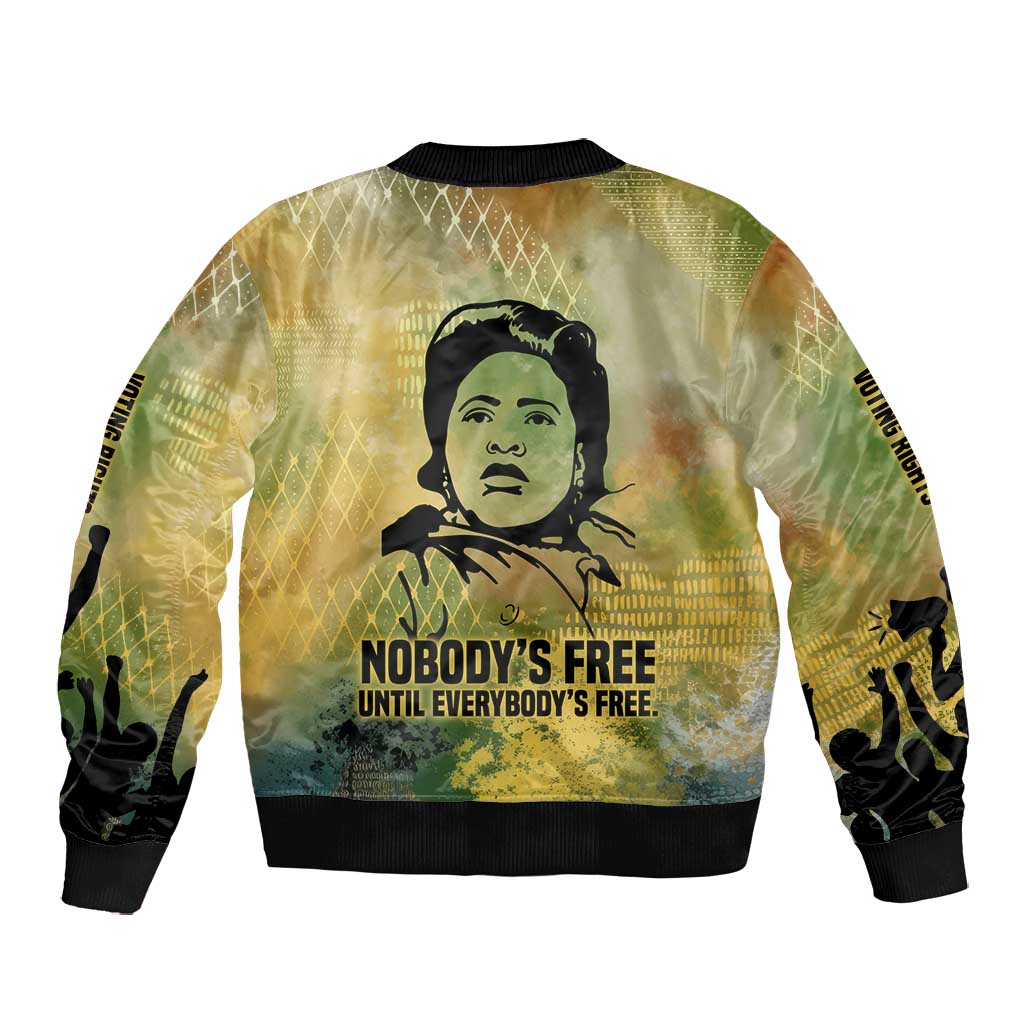 Fannie Lou Hamer Bomber Jacket Unbossable Quote Design Protest Silhouettes and Voting Rights Tribute - Wonder Print Shop