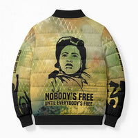 Fannie Lou Hamer Bomber Puffer Jacket Unbossable Quote Design Protest Silhouettes and Voting Rights Tribute - Wonder Print Shop