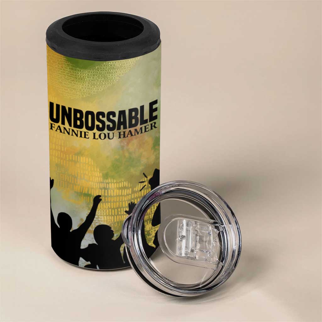 Fannie Lou Hamer 4 in 1 Can Cooler Tumbler Unbossable Quote Design Protest Silhouettes and Voting Rights Tribute - Wonder Print Shop