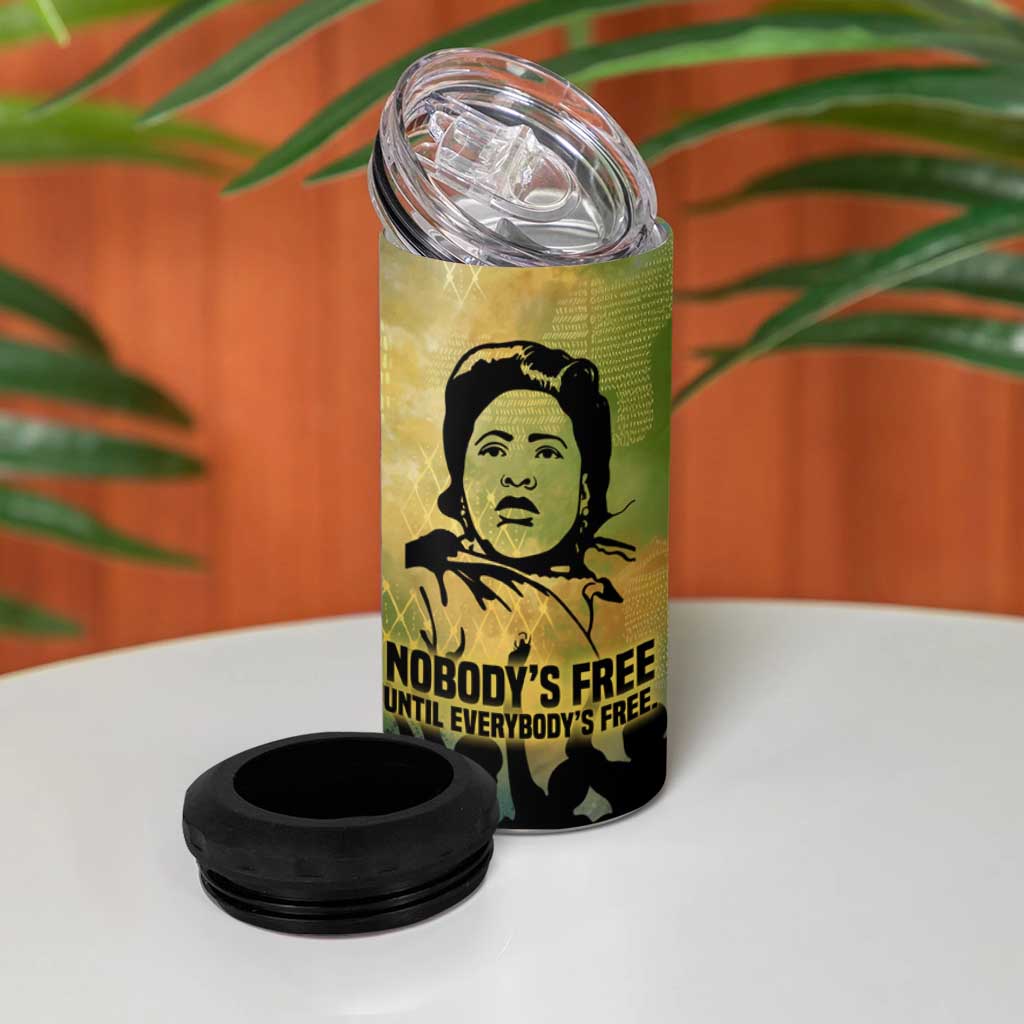 Fannie Lou Hamer 4 in 1 Can Cooler Tumbler Unbossable Quote Design Protest Silhouettes and Voting Rights Tribute - Wonder Print Shop