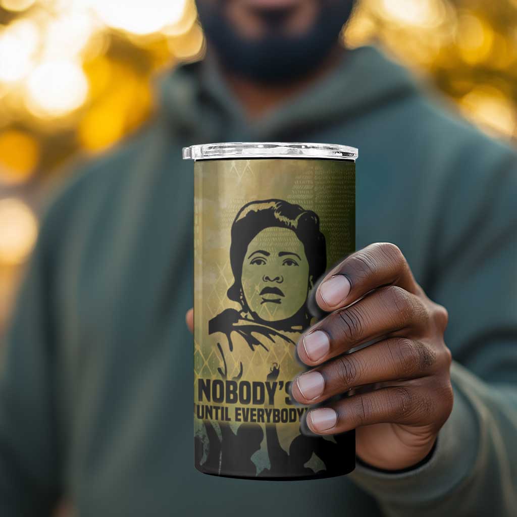 Fannie Lou Hamer 4 in 1 Can Cooler Tumbler Unbossable Quote Design Protest Silhouettes and Voting Rights Tribute - Wonder Print Shop