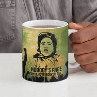 Fannie Lou Hamer Ceramic Mug Unbossable Quote Design Protest Silhouettes and Voting Rights Tribute - Wonder Print Shop