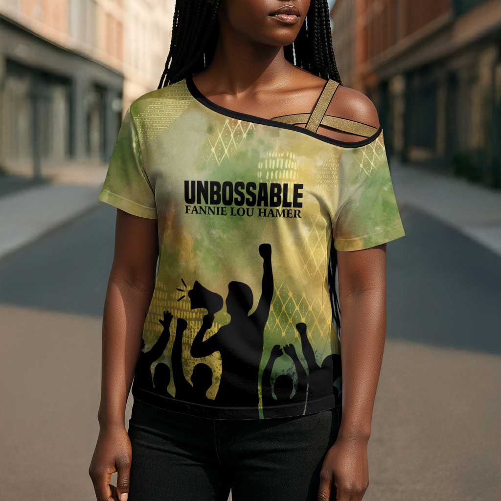Fannie Lou Hamer Cross Shoulder Shirt Unbossable Quote Design Protest Silhouettes and Voting Rights Tribute - Wonder Print Shop