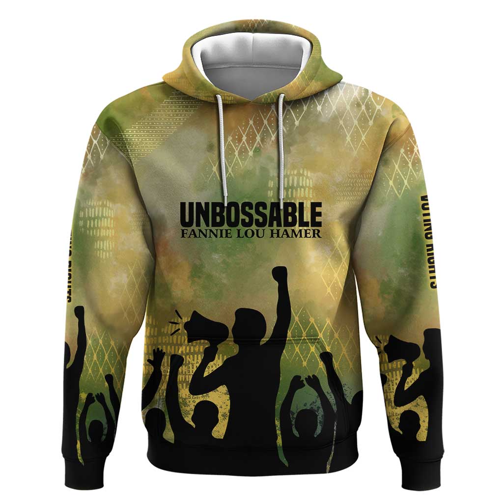 Fannie Lou Hamer Hoodie Unbossable Quote Design Protest Silhouettes and Voting Rights Tribute - Wonder Print Shop