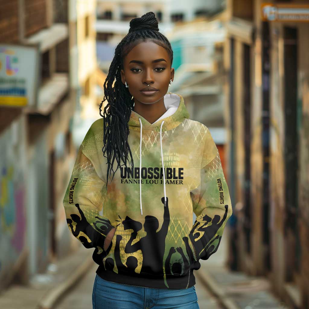 Fannie Lou Hamer Hoodie Unbossable Quote Design Protest Silhouettes and Voting Rights Tribute - Wonder Print Shop
