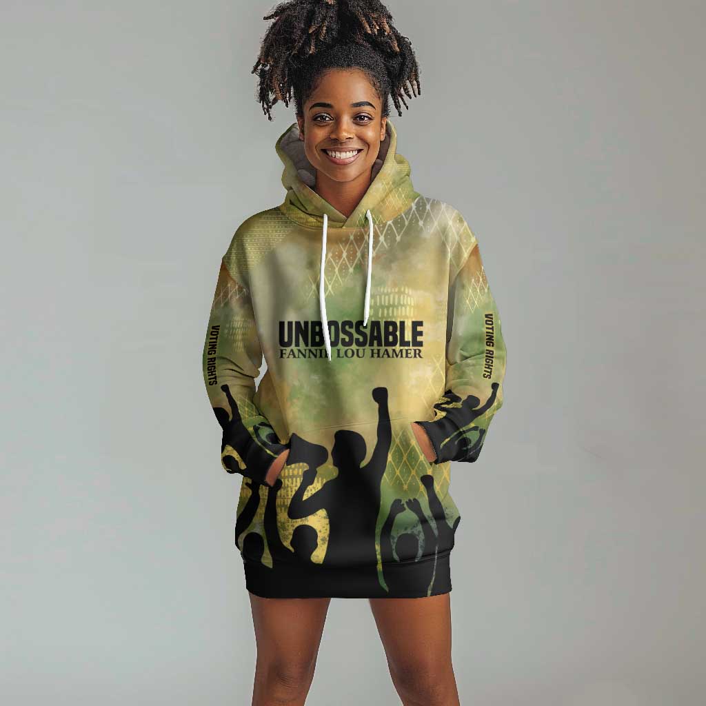 Fannie Lou Hamer Hoodie Dress Unbossable Quote Design Protest Silhouettes and Voting Rights Tribute - Wonder Print Shop
