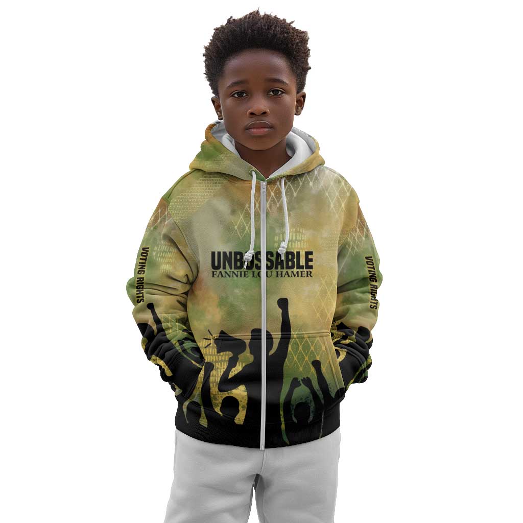Fannie Lou Hamer Kid Hoodie Unbossable Quote Design Protest Silhouettes and Voting Rights Tribute - Wonder Print Shop