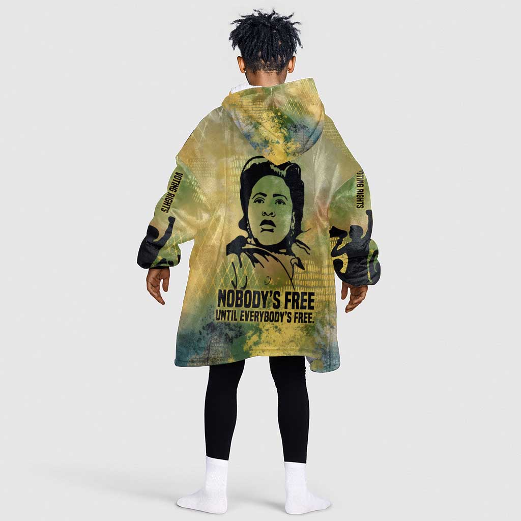 Fannie Lou Hamer Kid Wearable Blanket Hoodie Unbossable Quote Design Protest Silhouettes and Voting Rights Tribute - Wonder Print Shop