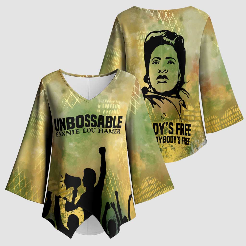 Fannie Lou Hamer Kimono Sleeve Blouse Unbossable Quote Design Protest Silhouettes and Voting Rights Tribute - Wonder Print Shop