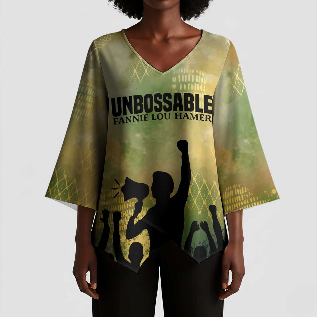 Fannie Lou Hamer Kimono Sleeve Blouse Unbossable Quote Design Protest Silhouettes and Voting Rights Tribute - Wonder Print Shop