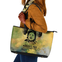 Fannie Lou Hamer Leather Tote Bag Unbossable Quote Design Protest Silhouettes and Voting Rights Tribute - Wonder Print Shop