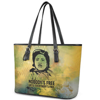 Fannie Lou Hamer Leather Tote Bag Unbossable Quote Design Protest Silhouettes and Voting Rights Tribute - Wonder Print Shop