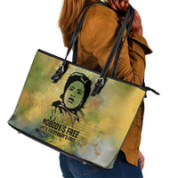 Fannie Lou Hamer Leather Tote Bag Unbossable Quote Design Protest Silhouettes and Voting Rights Tribute - Wonder Print Shop