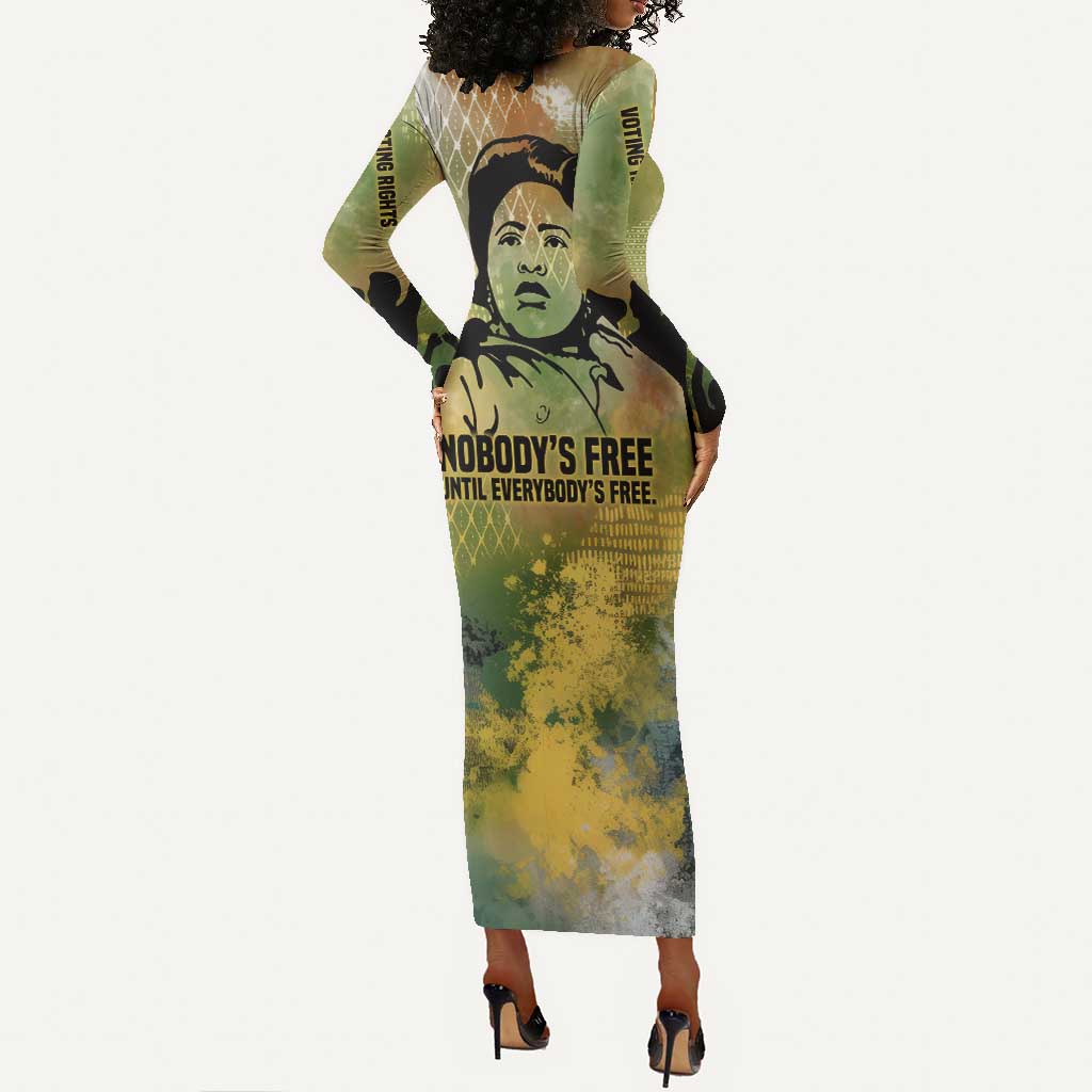 Fannie Lou Hamer Long Sleeve Bodycon Dress Unbossable Quote Design Protest Silhouettes and Voting Rights Tribute - Wonder Print Shop
