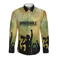 Fannie Lou Hamer Long Sleeve Button Shirt Unbossable Quote Design Protest Silhouettes and Voting Rights Tribute - Wonder Print Shop