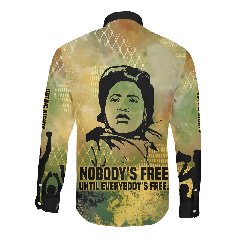 Fannie Lou Hamer Long Sleeve Button Shirt Unbossable Quote Design Protest Silhouettes and Voting Rights Tribute - Wonder Print Shop