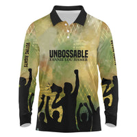 Fannie Lou Hamer Long Sleeve Polo Shirt Unbossable Quote Design Protest Silhouettes and Voting Rights Tribute - Wonder Print Shop