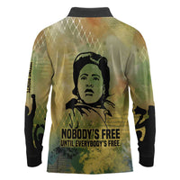 Fannie Lou Hamer Long Sleeve Polo Shirt Unbossable Quote Design Protest Silhouettes and Voting Rights Tribute - Wonder Print Shop
