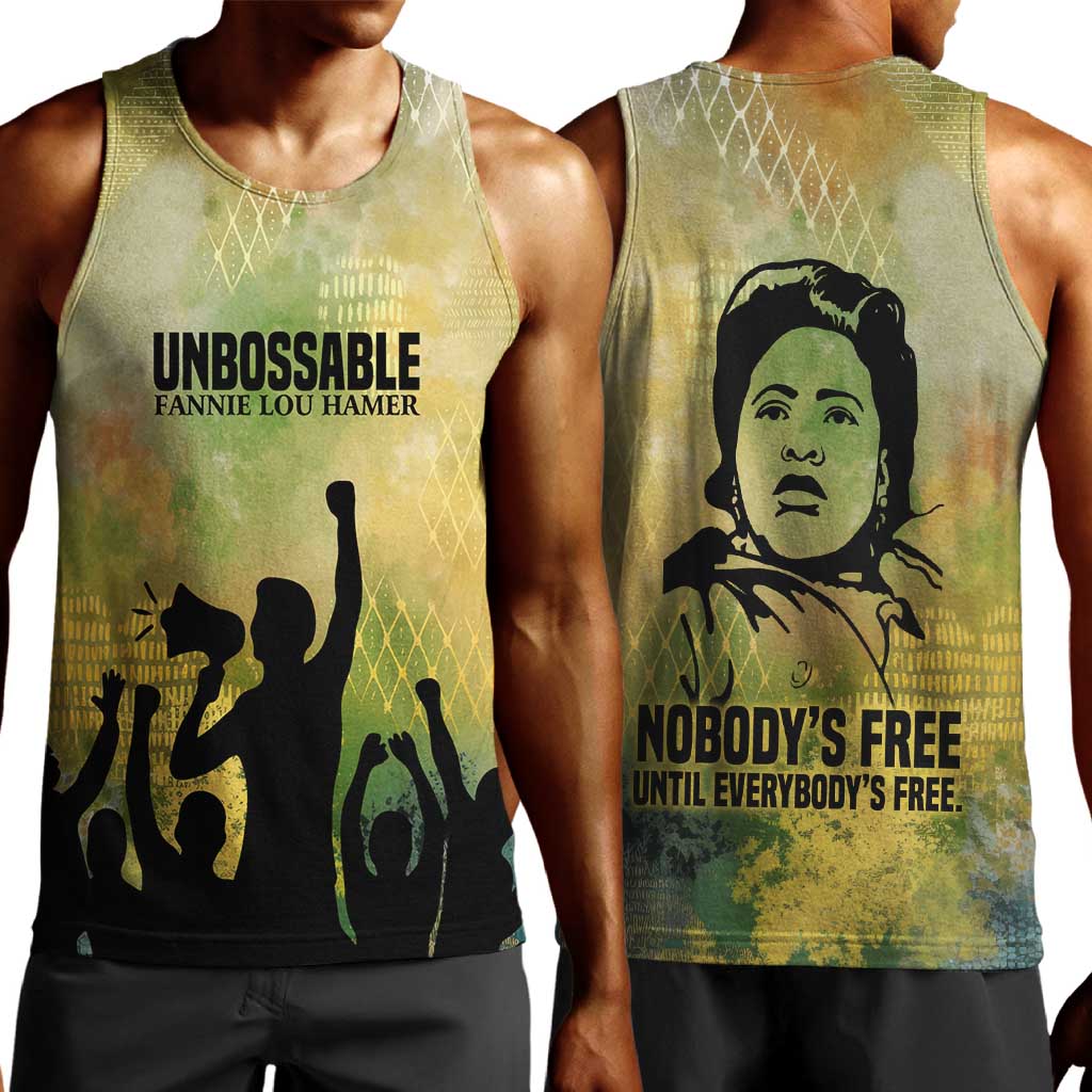 Fannie Lou Hamer Men Tank Top Unbossable Quote Design Protest Silhouettes and Voting Rights Tribute - Wonder Print Shop