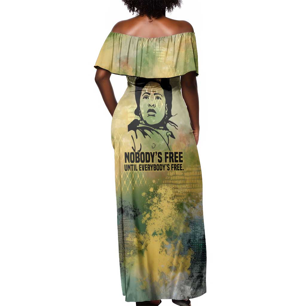 Fannie Lou Hamer Off Shoulder Maxi Dress Unbossable Quote Design Protest Silhouettes and Voting Rights Tribute - Wonder Print Shop