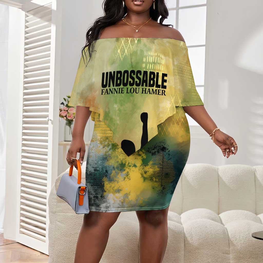 Fannie Lou Hamer Off Shoulder Short Dress Unbossable Quote Design Protest Silhouettes and Voting Rights Tribute - Wonder Print Shop