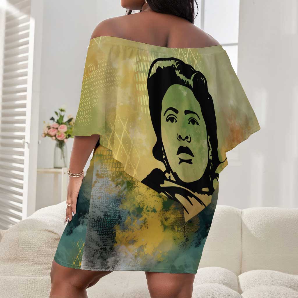 Fannie Lou Hamer Off Shoulder Short Dress Unbossable Quote Design Protest Silhouettes and Voting Rights Tribute - Wonder Print Shop