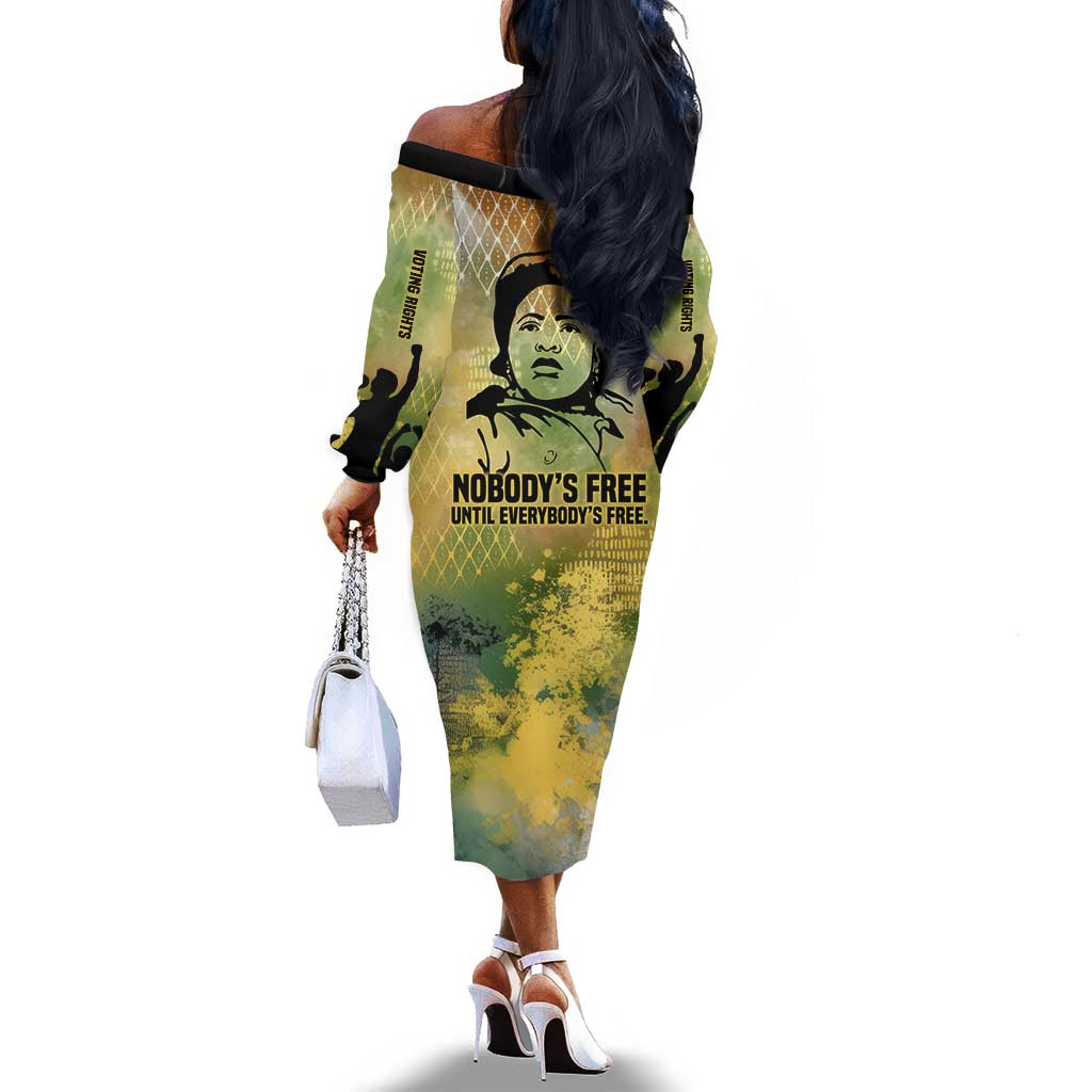 Fannie Lou Hamer Off The Shoulder Long Sleeve Dress Unbossable Quote Design Protest Silhouettes and Voting Rights Tribute - Wonder Print Shop