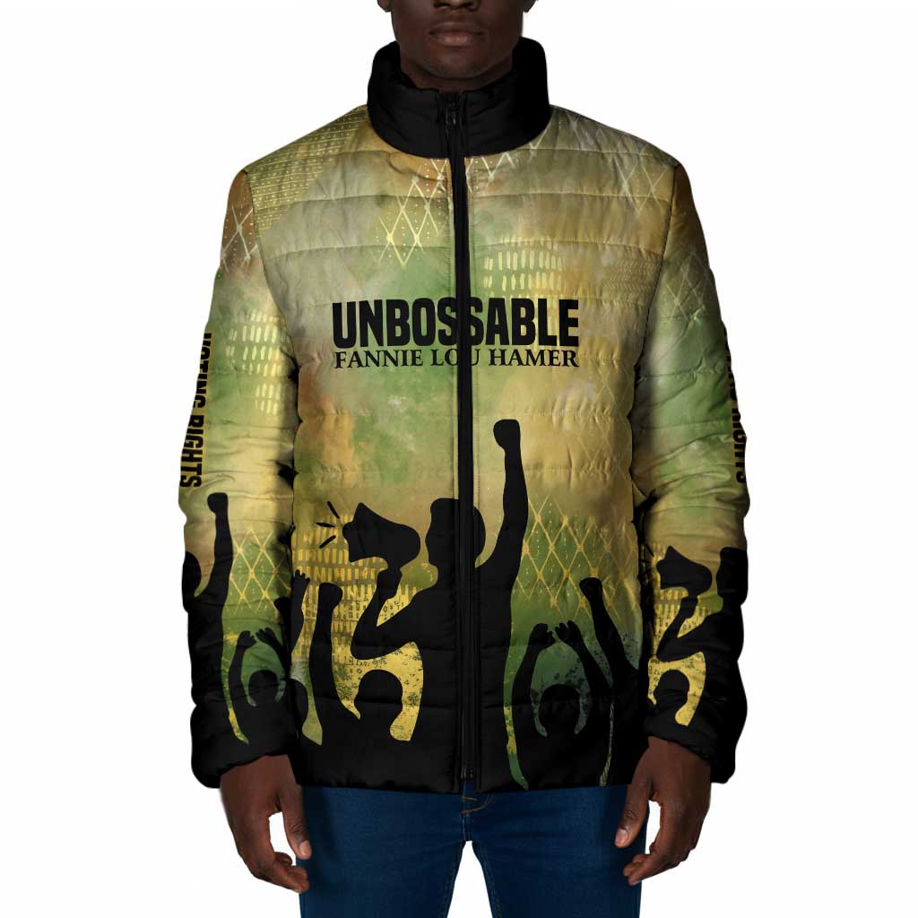 Fannie Lou Hamer Padded Jacket Unbossable Quote Design Protest Silhouettes and Voting Rights Tribute - Wonder Print Shop