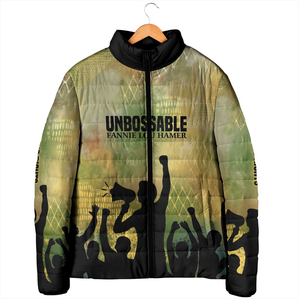 Fannie Lou Hamer Padded Jacket Unbossable Quote Design Protest Silhouettes and Voting Rights Tribute - Wonder Print Shop