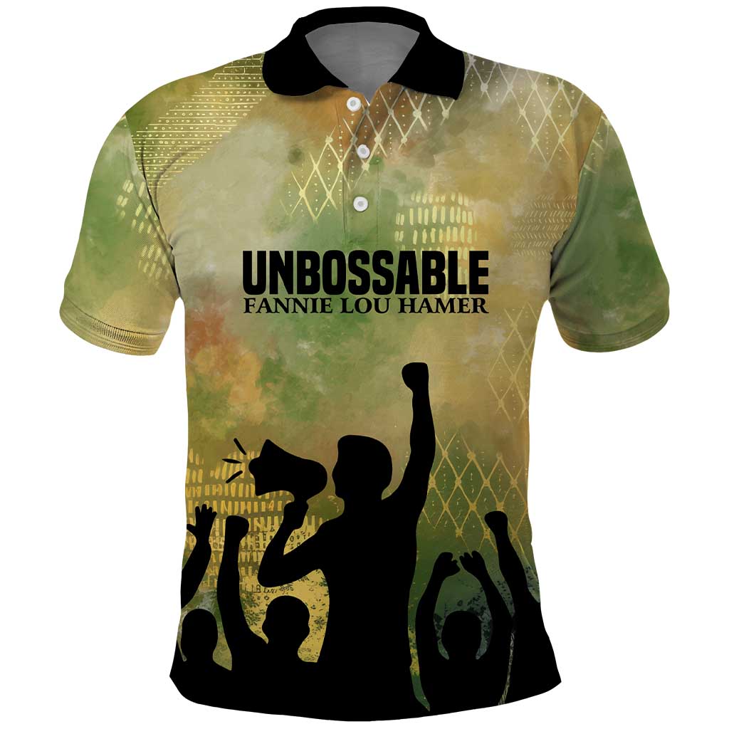 Fannie Lou Hamer Polo Shirt Unbossable Quote Design Protest Silhouettes and Voting Rights Tribute - Wonder Print Shop